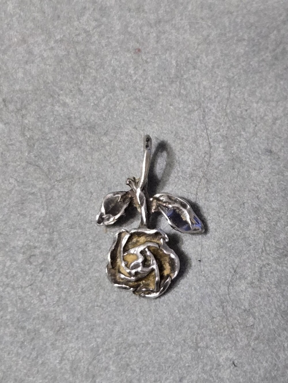 925 Sterling Silver and Gold Rose Pendant Charm - Women's Jewelry
